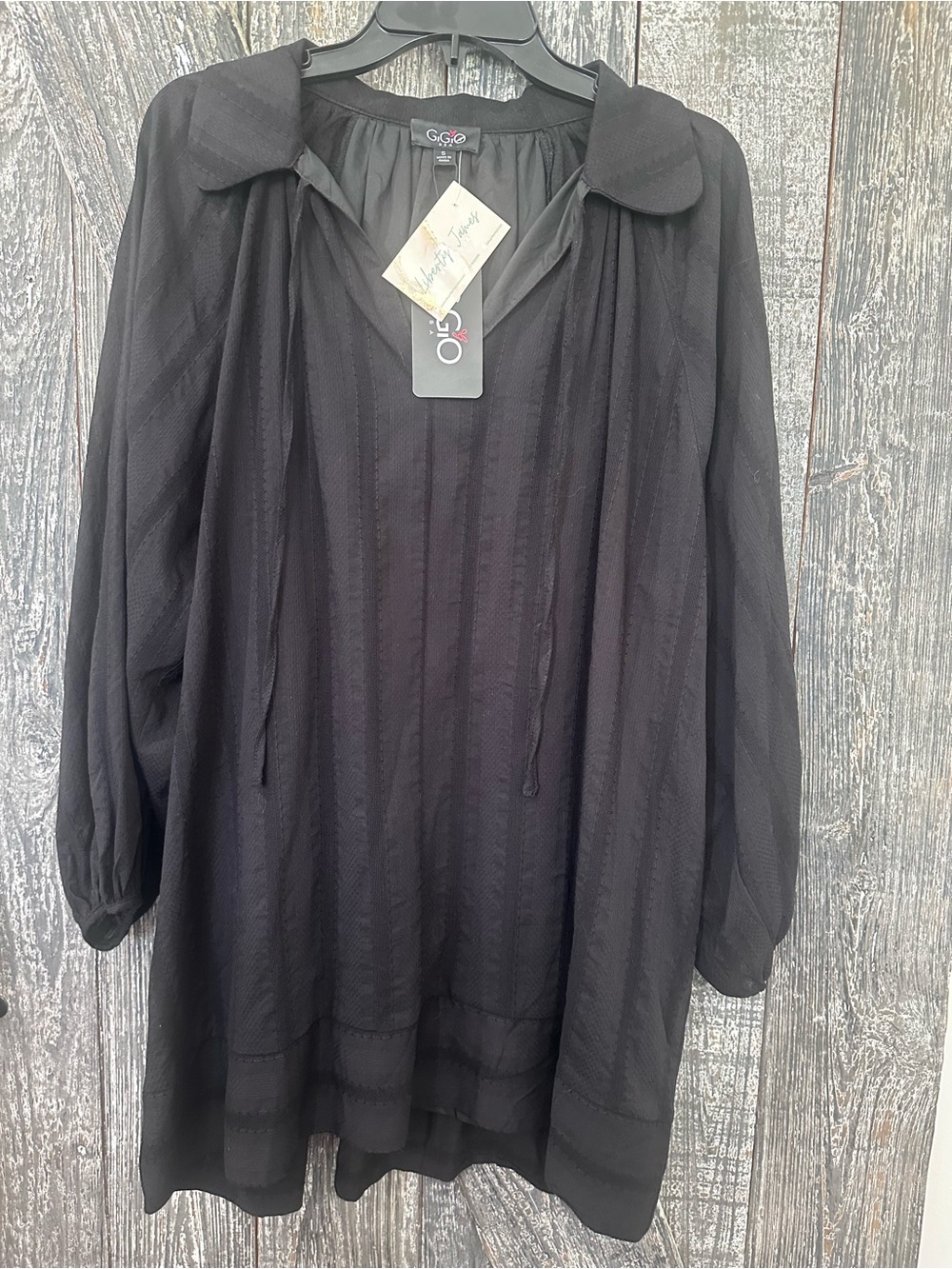 Gigi Black Mini Dress with Tie Neck